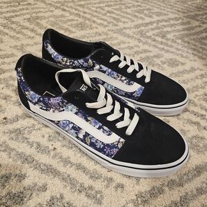 Vans Black and Blue Floral Sneakers